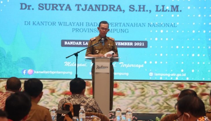 Sekdaprov Lampung pada rapat koordinasi Gugus Tugas Reforma Agraria di Hotel Radisson