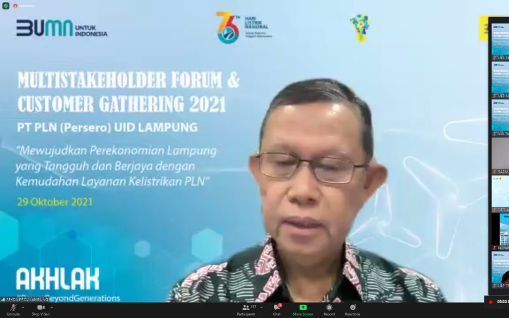 Webinar Multistakeholder Forum dan Customer Gathering 2021 PT PLN UID Lampung