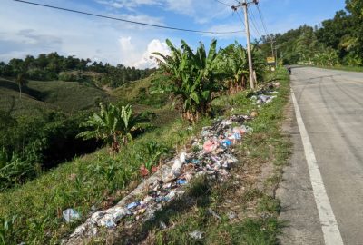 Sampah Berserakan di Pinggir Jalan Lintas Sumatera Desa Hatta