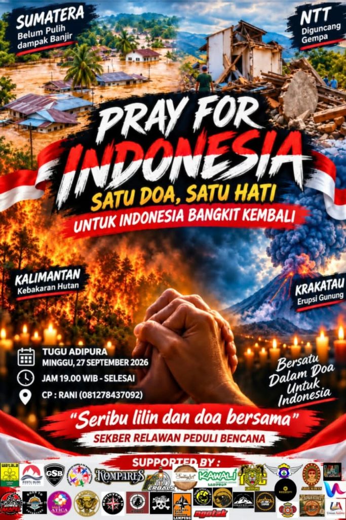 Wujud Kepedulian Bencana, Sekber Relawan Peduli Bencana Lampung Gelar Aksi Solidaritas Seribu Lilin dan Doa Bersama untuk Indonesia